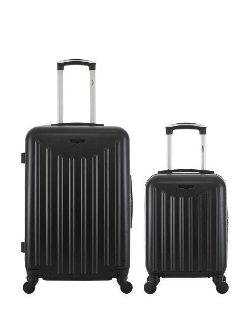 Set di 2 - Valigia da weekend nera singola Brooklyn a 4 ruote e valigia da cabina - M/XXS