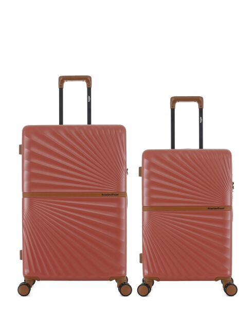 Lot de 2 - Valise grand format et valise weekend 4 roues doubles Oakland terracotta - L/M