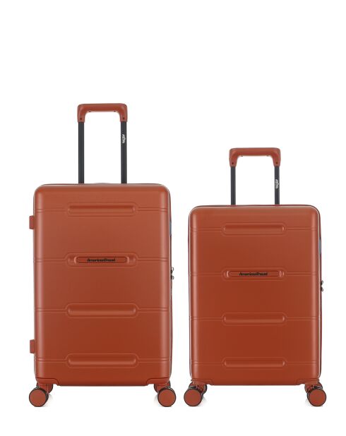 Lot de 2 - Valise weekend et valise cabine 4 roues doubles Cleveland brique - M/S