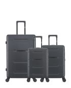Set de 3 - Maleta grande y 2 maletas de cabina 4 ruedas dobles Cleveland gris oscuro - L/S/XS