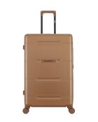 Juego de 2: maleta grande Cleveland de color marrón claro y maleta de cabina doble con 4 ruedas, L/S