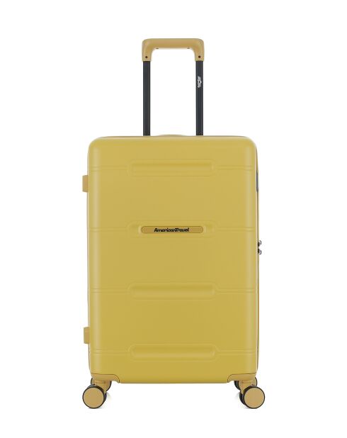 Valise Moyen Séjour M 4 roues doubles Cleveland jaune crème - 42,5x66x25 cm