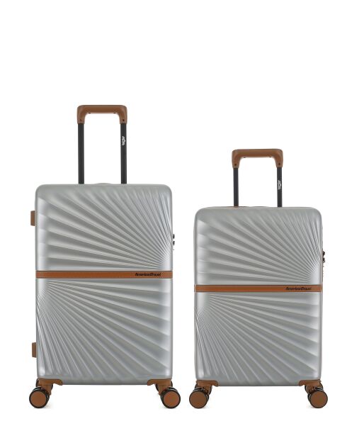 Lot de 2 - Valise weekend et valise cabine 4 roues doubles Oakland grises - M/S