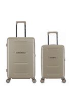 Lot de 2 - Valise weekend et valise cabine 4 roues doubles Cleveland beiges - M/XS