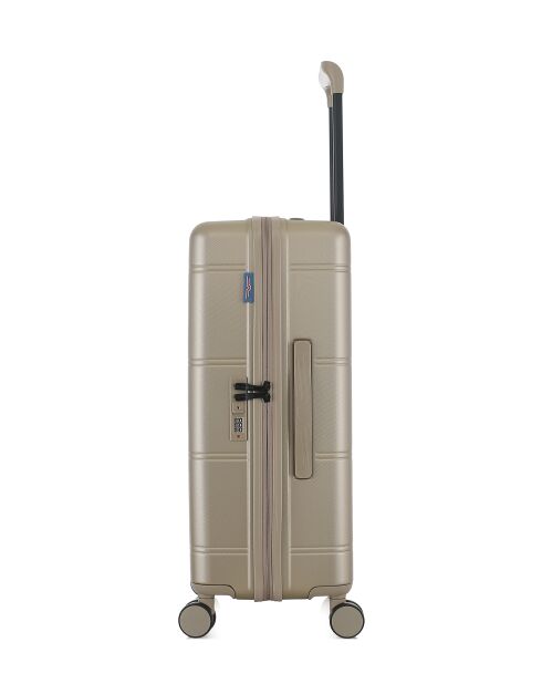 Lot de 2 - Valise weekend et valise cabine 4 roues doubles Cleveland beiges - M/XS