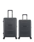 Lot de 2 - Valise weekend et valise cabine 4 roues doubles Cleveland gris foncé - M/S