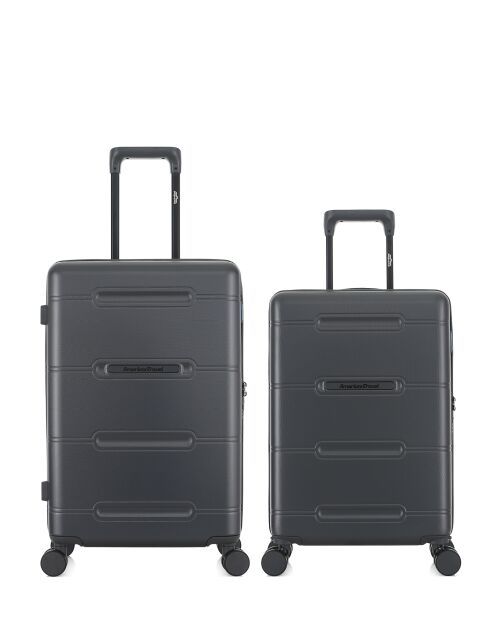Lot de 2 - Valise weekend et valise cabine 4 roues doubles Cleveland gris foncé - M/S