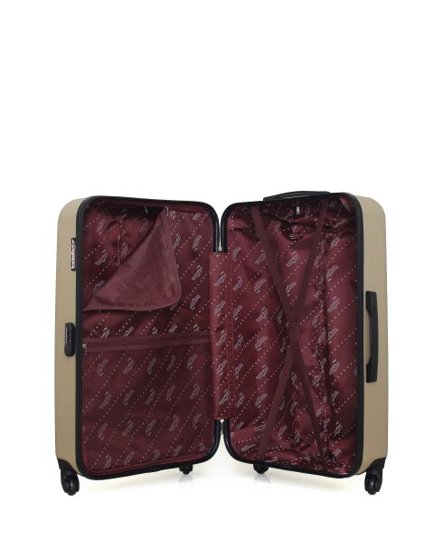 Lot de 2 - Valise grand format et valise cabine 4 roues simples Brooklyn beiges - L/XXS