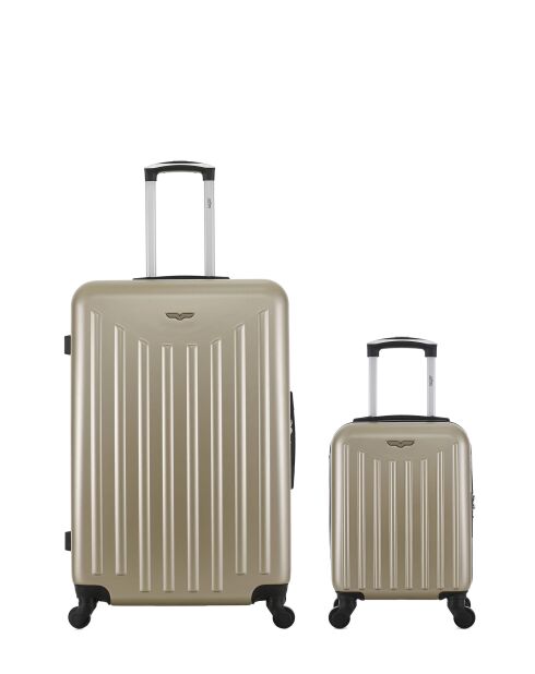 Set di 2 - Valigia grande e valigia cabina singola a 4 ruote Brooklyn beige - L/XXS