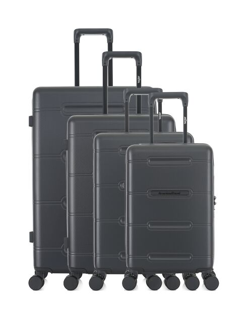 Lot de 4 valises 4 roues doubles Cleveland-O gris foncé - L/M/S/XS