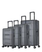 Lot de 4 valises 4 roues doubles Cleveland-O gris foncé - L/M/S/XS