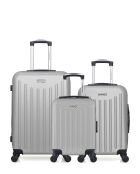 Set van 3 - Weekendkoffer en 2 grijze Brooklyn 4-wielige eenwielige cabinekoffers - M/S/XXS