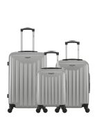 Set van 3 - Weekendkoffer en 2 grijze Brooklyn 4-wielige eenwielige cabinekoffers - M/S/XXS