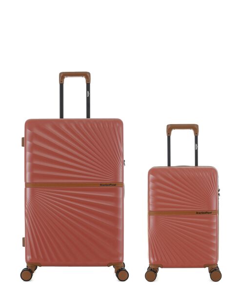 Lot de 2 - Valise grand format et valise cabine 4 roues doubles Oakland terracotta - L/XS