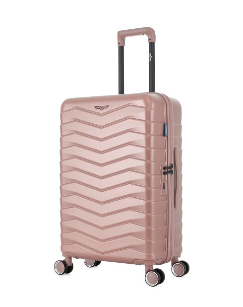 Valise Moyen Séjour M 4 roues doubles Seattle rose doré - 42,5x66x26 cm