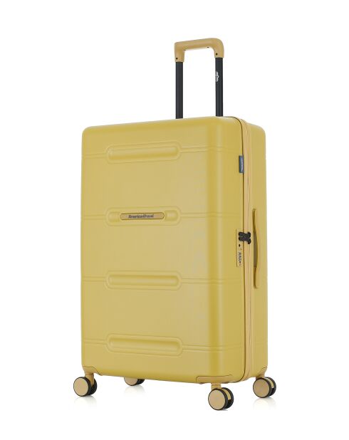 Lot de 2 - Valise grand format et valise cabine 4 roues doubles Cleveland jaune crème - L/XS