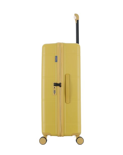 Lot de 2 - Valise grand format et valise cabine 4 roues doubles Cleveland jaune crème - L/XS
