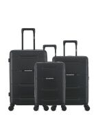 Lot de 3 - Valise weekend et 2 valises cabine 4 roues doubles Cleveland noires - M/S/XS
