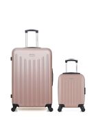 Lot de 2 - Valise grand format et valise cabine 4 roues simples Brooklyn rose doré - L/XXS