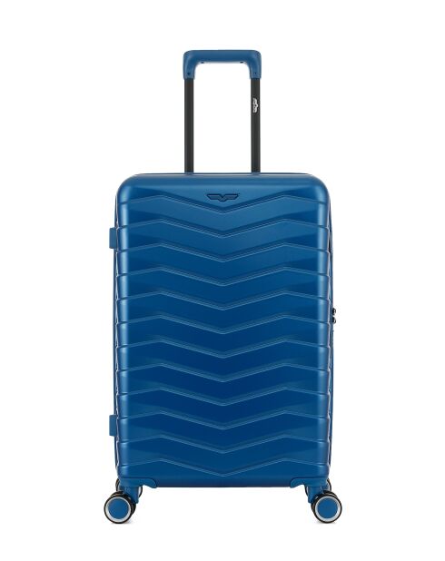 Valise Moyen Séjour M 4 roues doubles Seattle bleu argenté - 42,5x66x26 cm