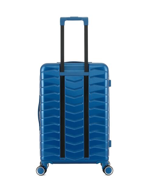 Valise Moyen Séjour M 4 roues doubles Seattle bleu argenté - 42,5x66x26 cm