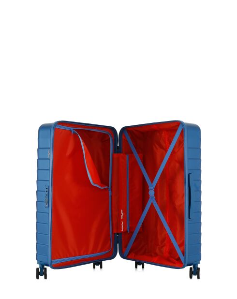 Valise Moyen Séjour M 4 roues doubles Seattle bleu argenté - 42,5x66x26 cm