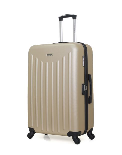 Lot de 3 - Valise grand format, Valise weekend et valise cabine 4 roues simples Brooklyn beiges - L/M/XXS