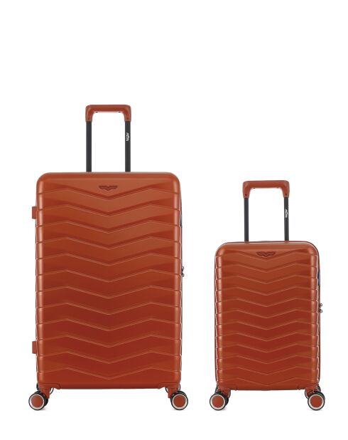 Juego de 2 unidades: maleta grande Seattle de ladrillo y maleta con cabina doble con 4 ruedas, L/XS
