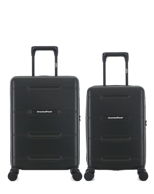 Lot de 2 valises cabine 4 roues doubles Cleveland noire - S/XS