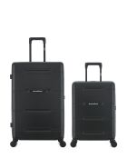 Lot de 2 - Valise grand format et valise cabine 4 roues doubles Cleveland noires - L/S