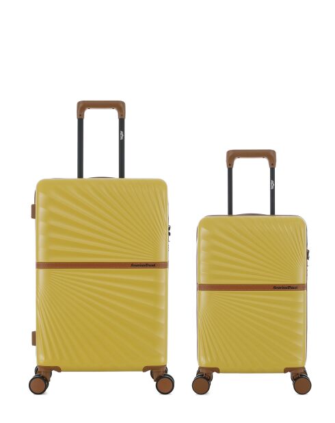 Lot de 2 - Valise weekend et valise cabine 4 roues doubles Oakland miel - M/XS