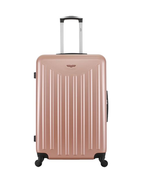 Lot de 2 - Valise grand format et valise cabine 4 roues simples Brooklyn rose doré - L/S