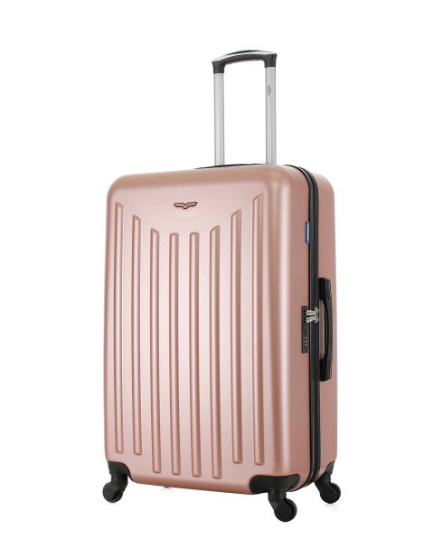 Lot de 2 - Valise grand format et valise cabine 4 roues simples Brooklyn rose doré - L/S