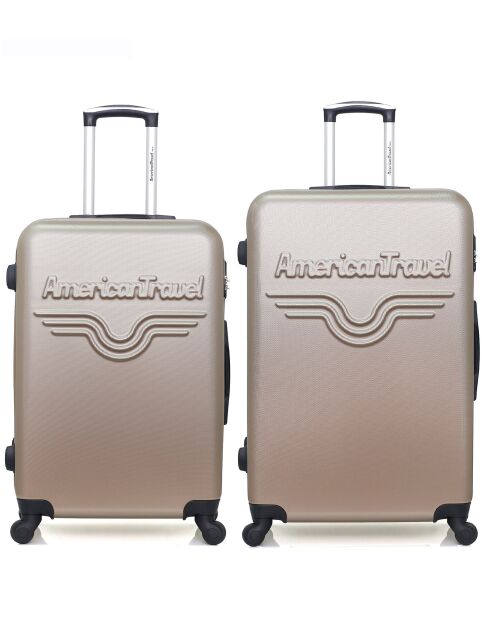 Lot de 2 - Valise grand format et valise weekend Chelsea beiges - L/M