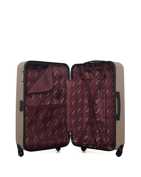Lot de 2 - Valise grand format et valise weekend Chelsea beiges - L/M
