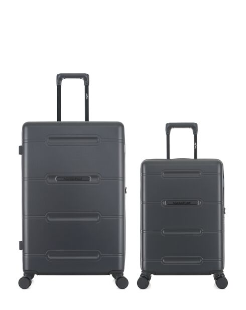 Set di 2 - Valigia grande Cleveland grigio scuro e valigia doppia cabina a 4 ruote - L/S