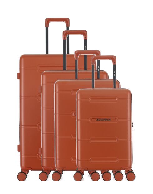 Lot de 4 valises 4 roues doubles Cleveland-O brique - L/M/S/XS