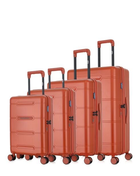 Lot de 4 valises 4 roues doubles Cleveland-O brique - L/M/S/XS