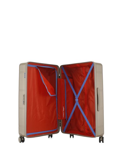 Lot de 2 - Valise grand format et valise cabine 4 roues doubles Cleveland beiges - L/XS