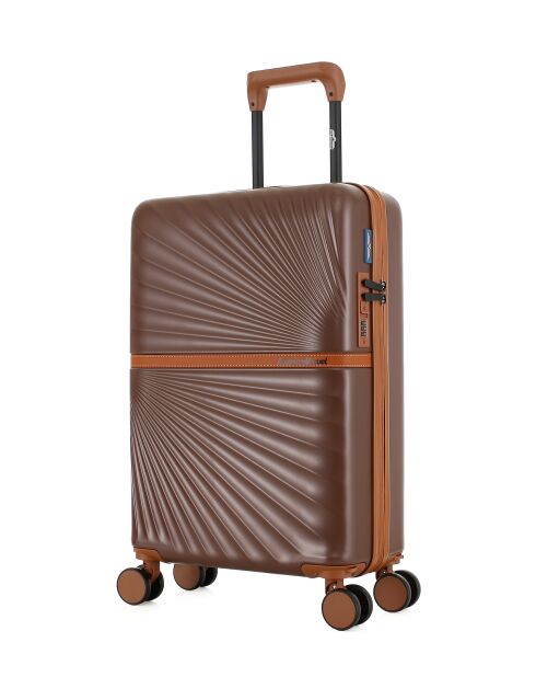 Valise Cabine S 4 roues doubles Oakland chocolat - 38,5x58,5x20 cm