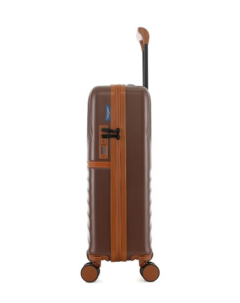 Valise Cabine S 4 roues doubles Oakland chocolat - 38,5x58,5x20 cm