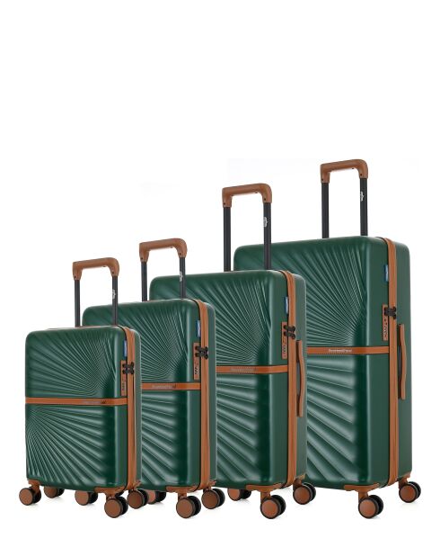 Lot de 4 valises 4 roues doubles Oakland-O vert foncé - L/M/S/XS