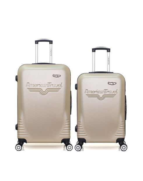 Lot de 2 - Valise grand format et valise weekend Dc beiges - L/M
