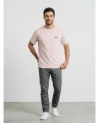 Kurzarm-T-Shirt mit lila Front- und Rückendruck