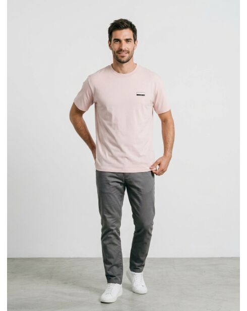 Kurzarm-T-Shirt mit lila Front- und Rückendruck