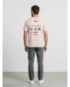 Kurzarm-T-Shirt mit lila Front- und Rückendruck