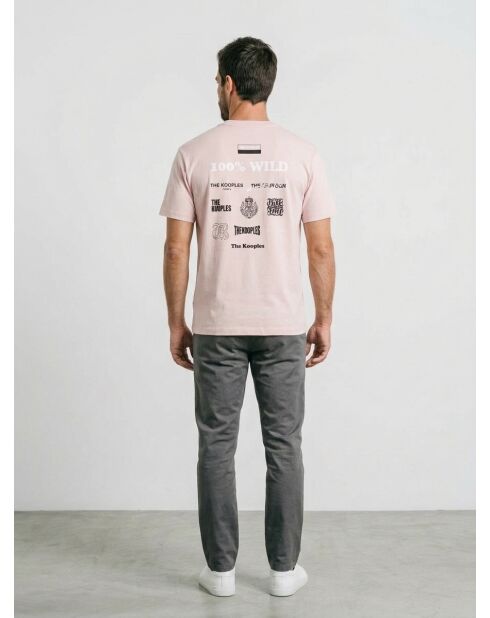 Kurzarm-T-Shirt mit lila Front- und Rückendruck