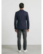 Rechte colbert gekruist met 6 knopen en dubbele split marineblauw