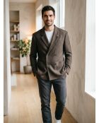 Veste croisee 4 boutons double fente brown