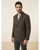 Veste croisee 4 boutons double fente brown